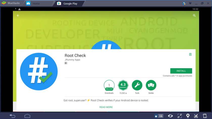 check whether or not bluestacks is rooted with root checker