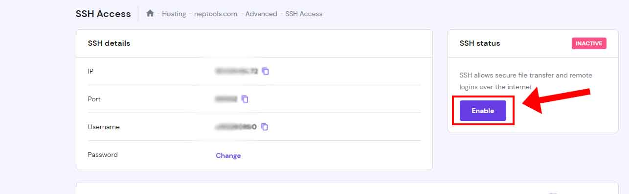enable SSH Access